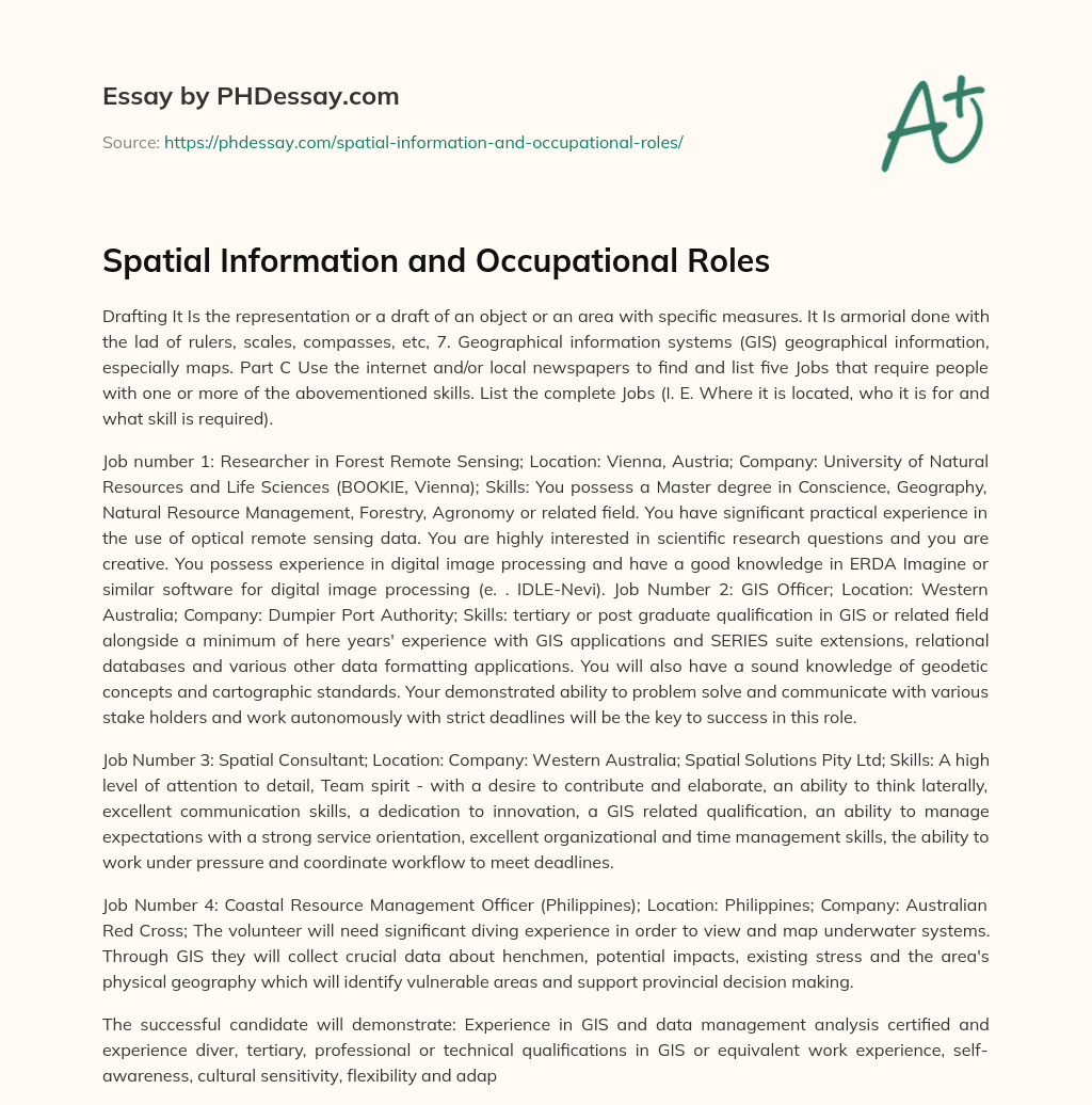 Spatial Information and Occupational Roles essay