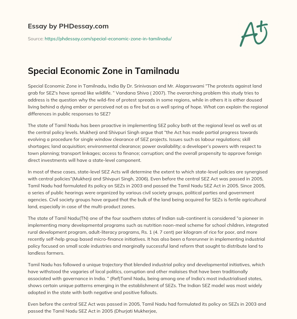 special economic zone essay