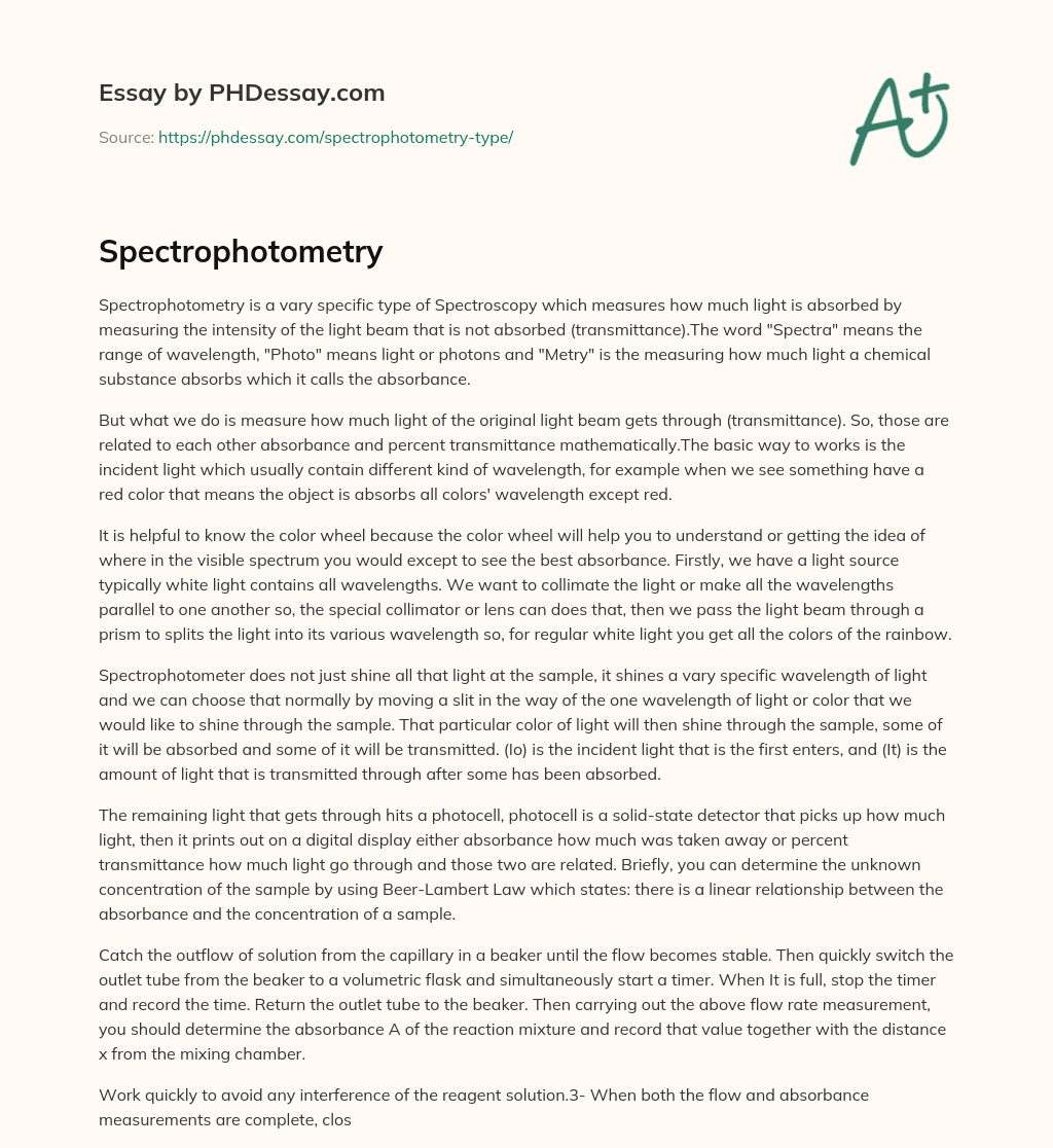 Spectrophotometry essay