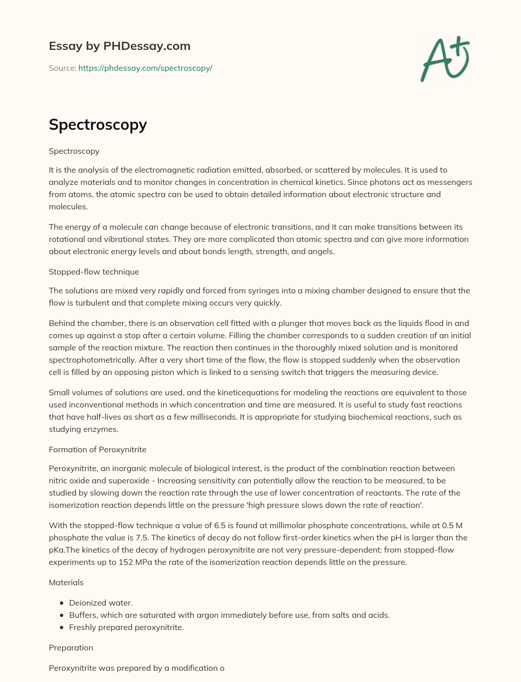 Spectroscopy essay