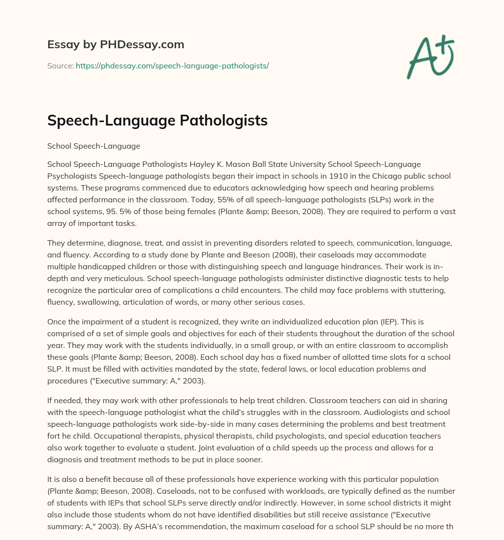 Speech-Language Pathologists essay