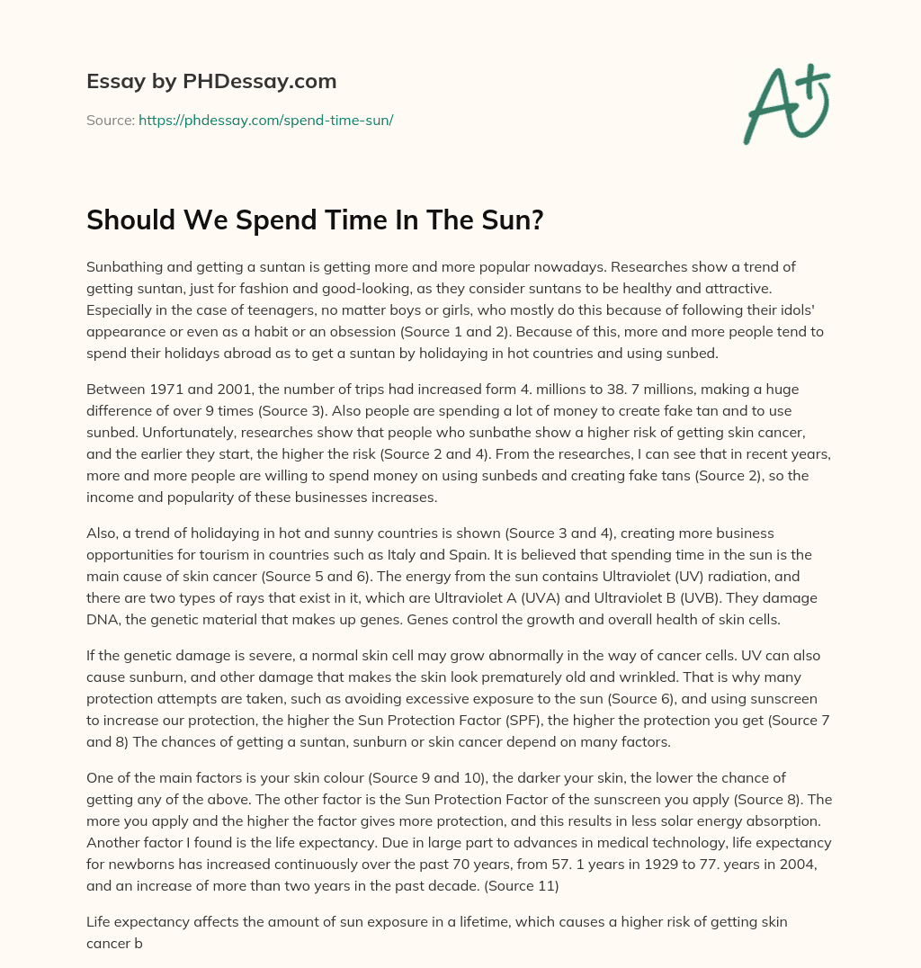 Should We Spend Time In The Sun? essay