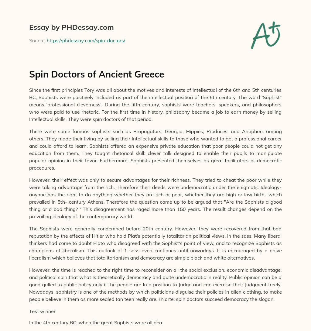 Spin Doctors of Ancient Greece essay