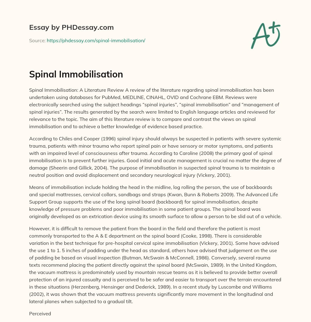 Spinal Immobilisation essay