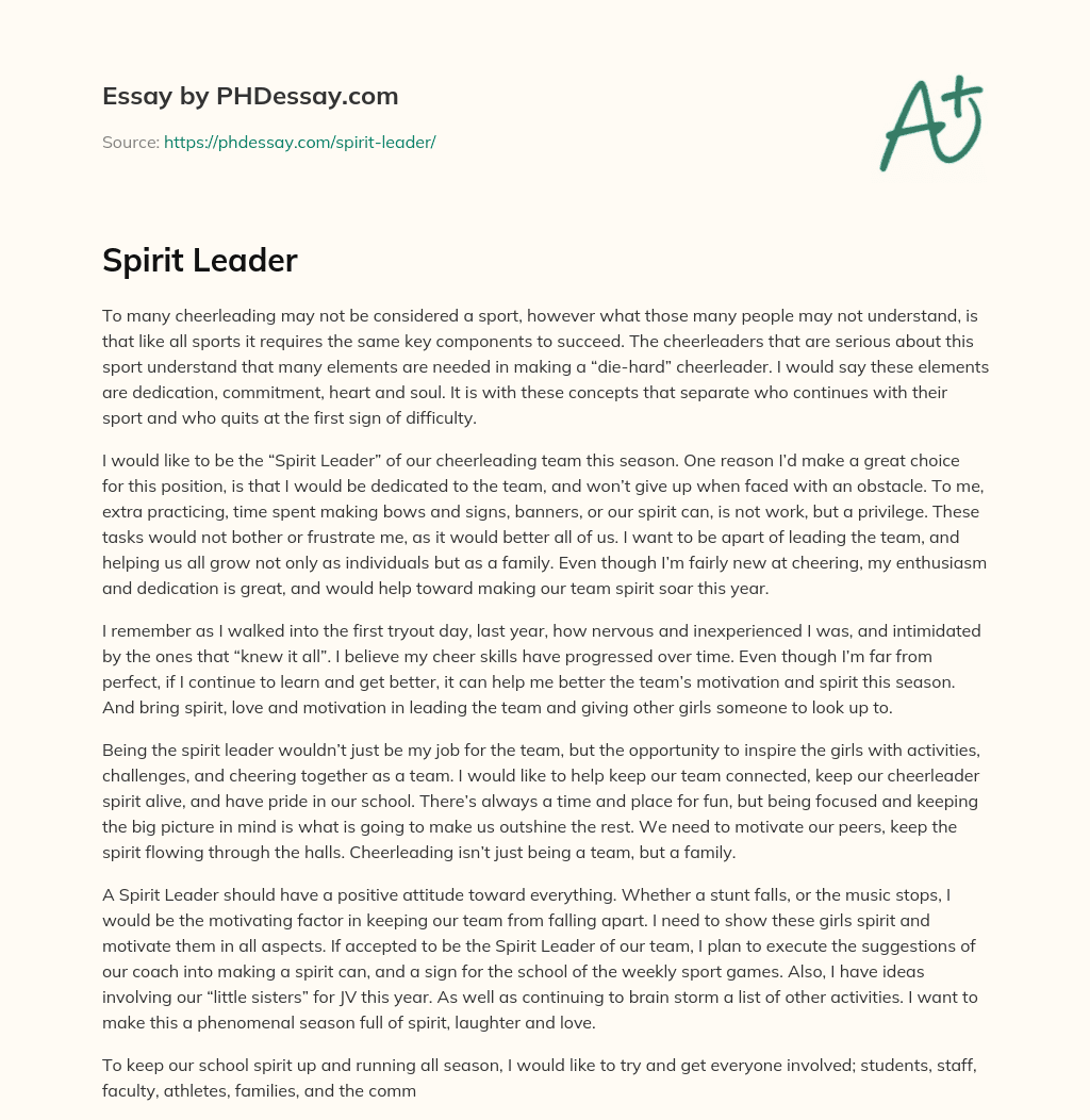 Spirit Leader essay