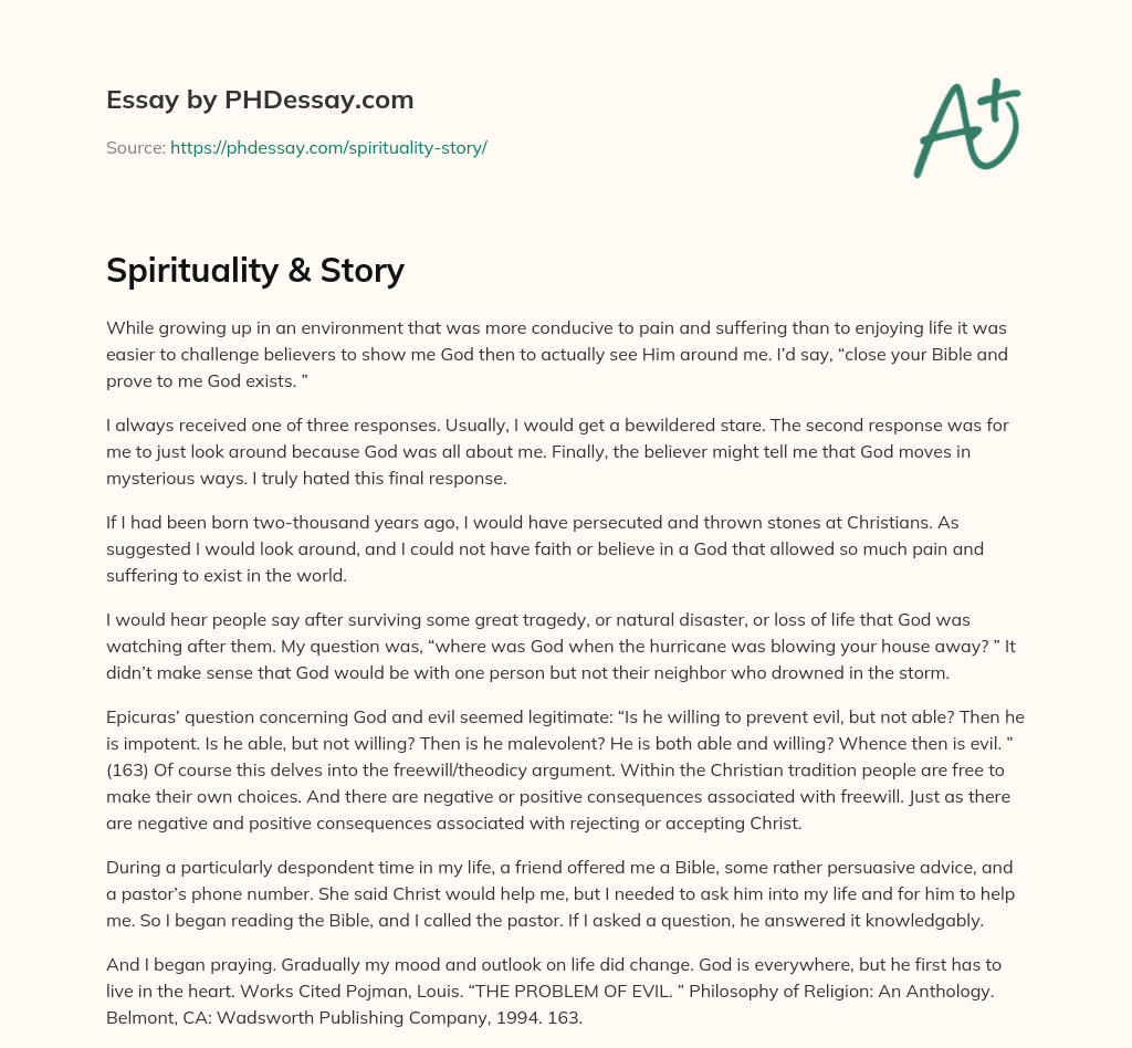 Spirituality & Story essay