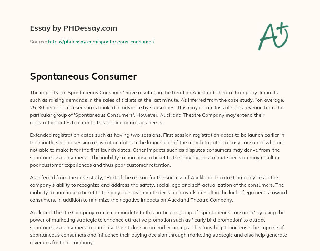 Spontaneous Consumer essay