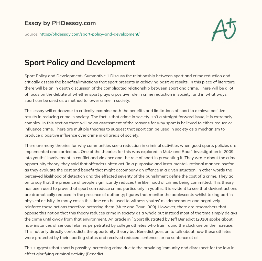 Sport Policy and Development