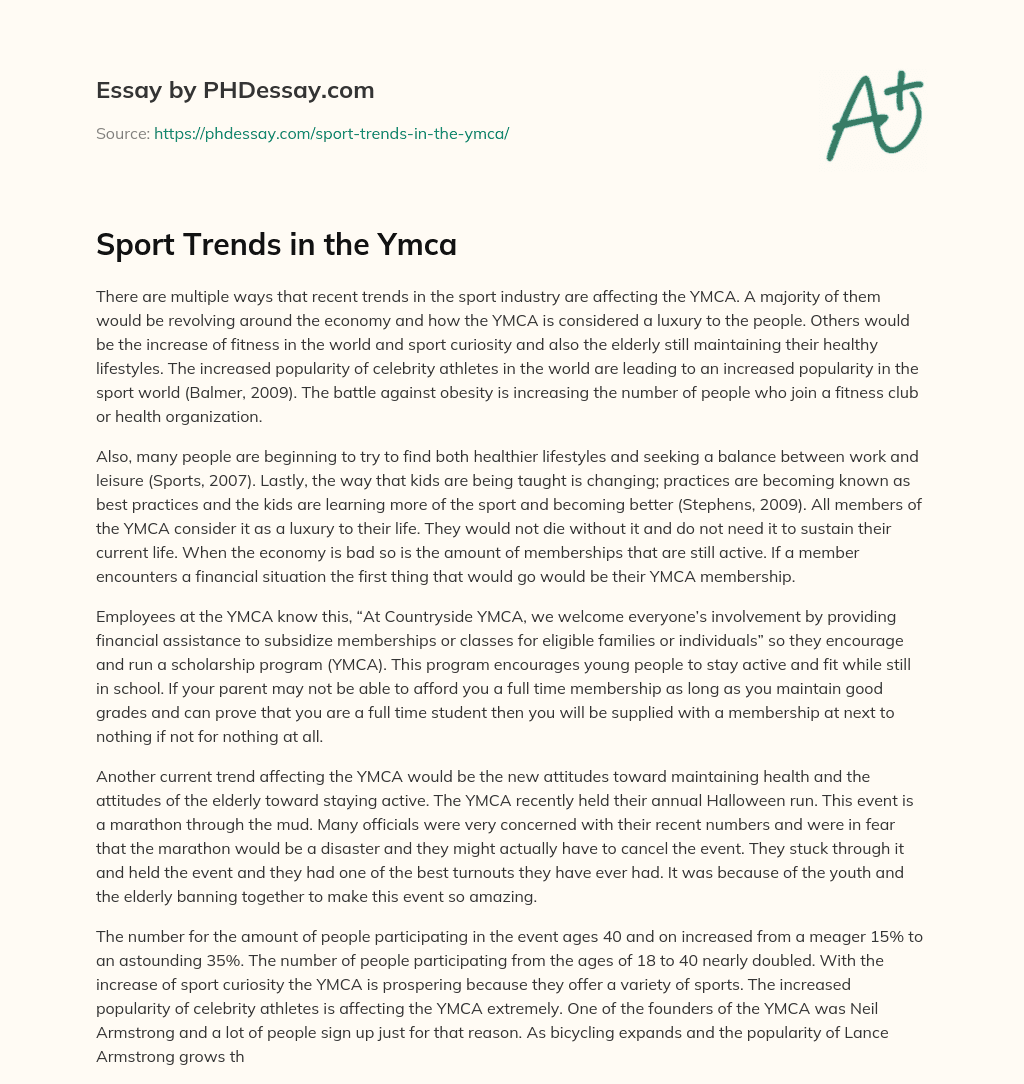 Sport Trends in the Ymca essay