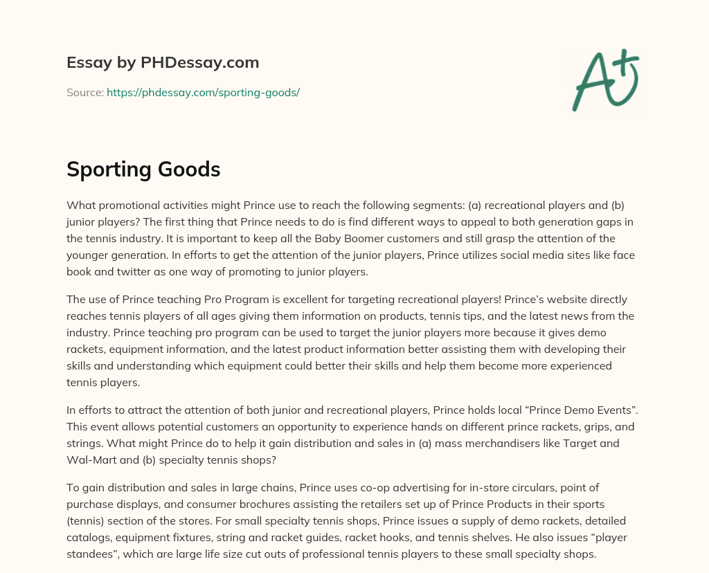 Sporting Goods essay
