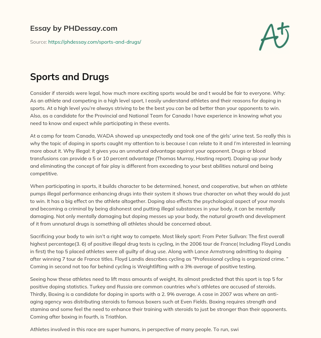 Sports and Drugs essay