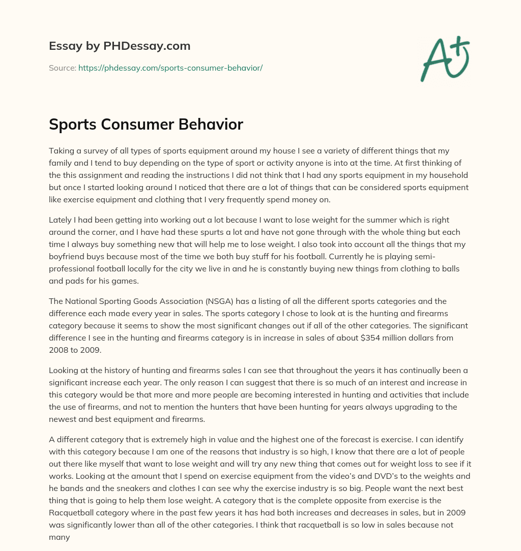 Sports Consumer Behavior essay