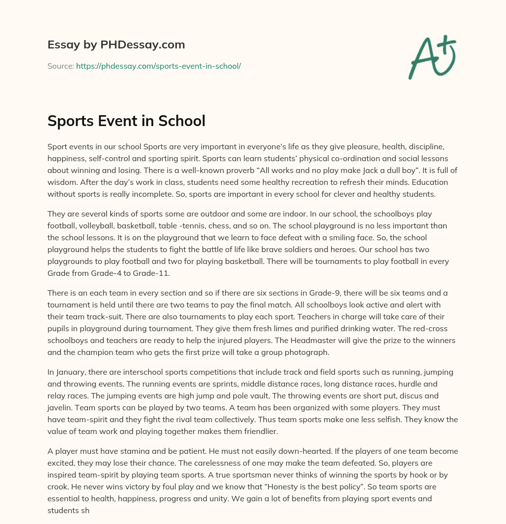 essay about event in school