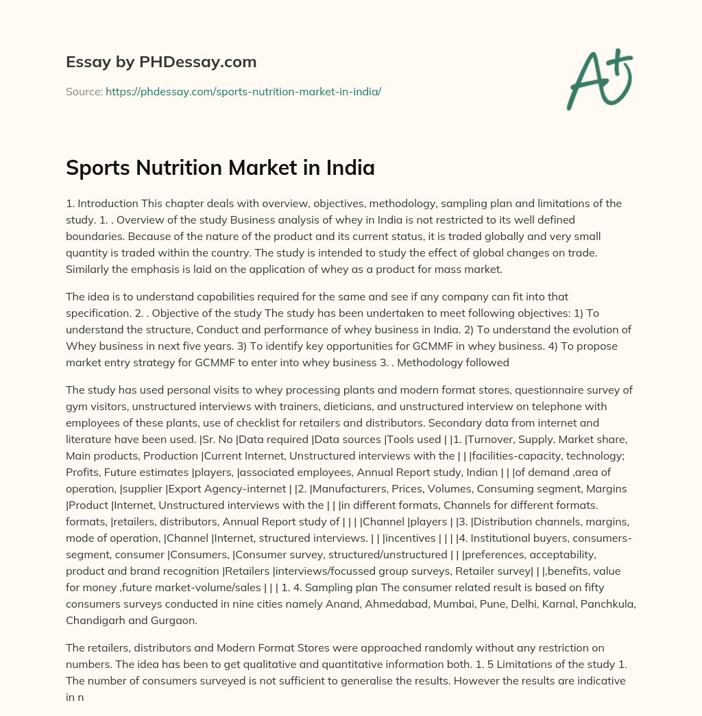 Sports Nutrition Market in India essay