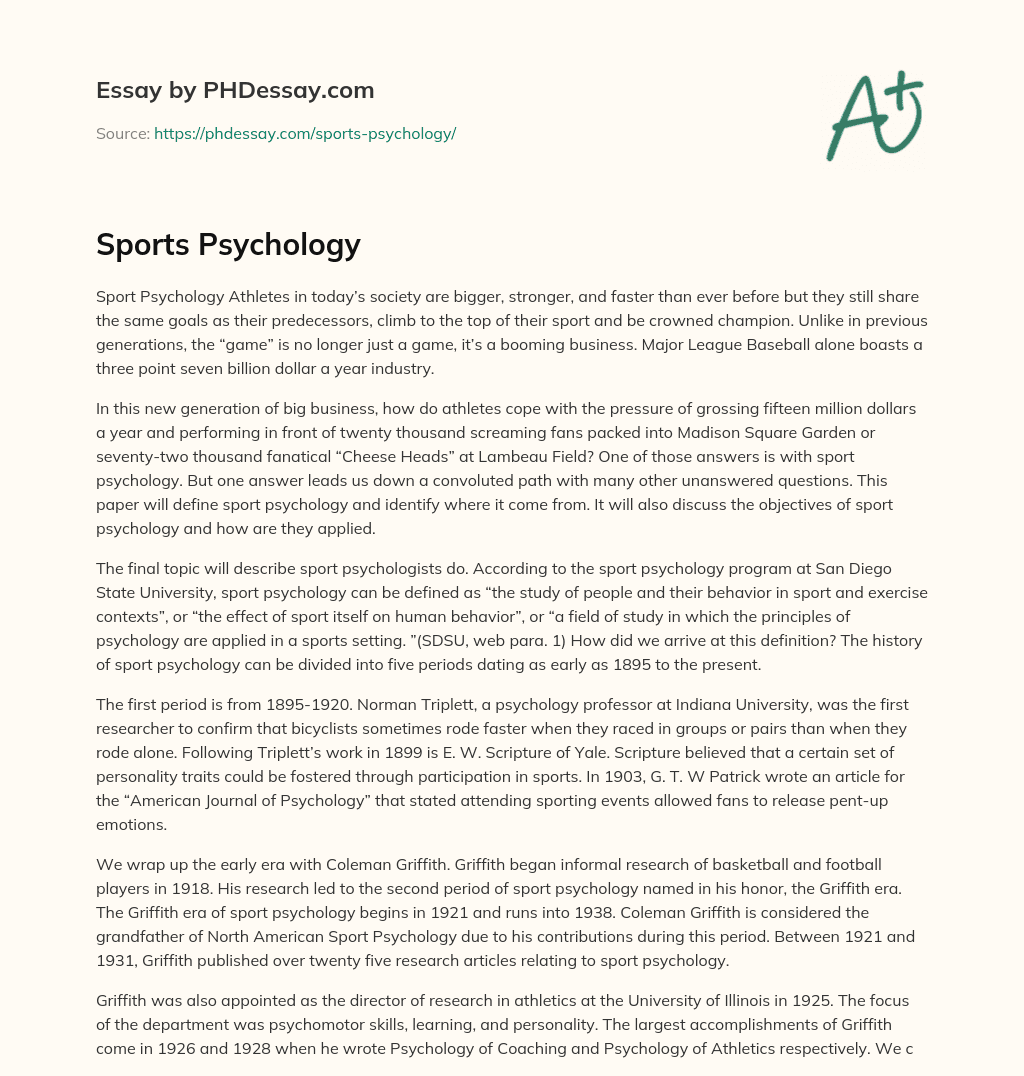 Sports Psychology essay