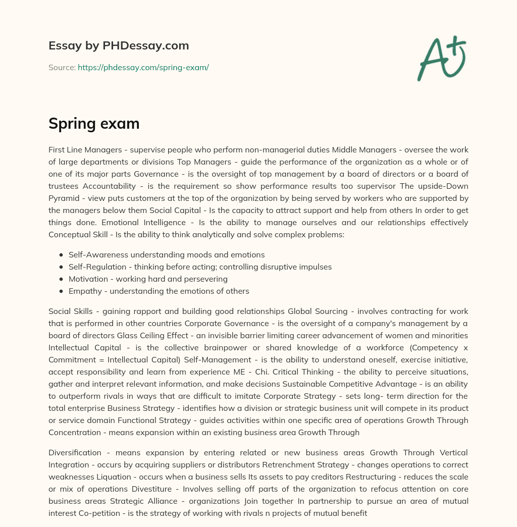 Management Skills and Concepts essay