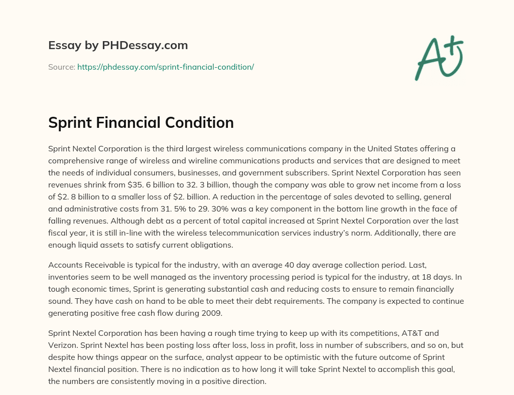 Sprint Financial Condition essay