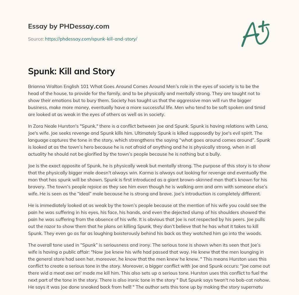 Spunk: Kill and Story essay