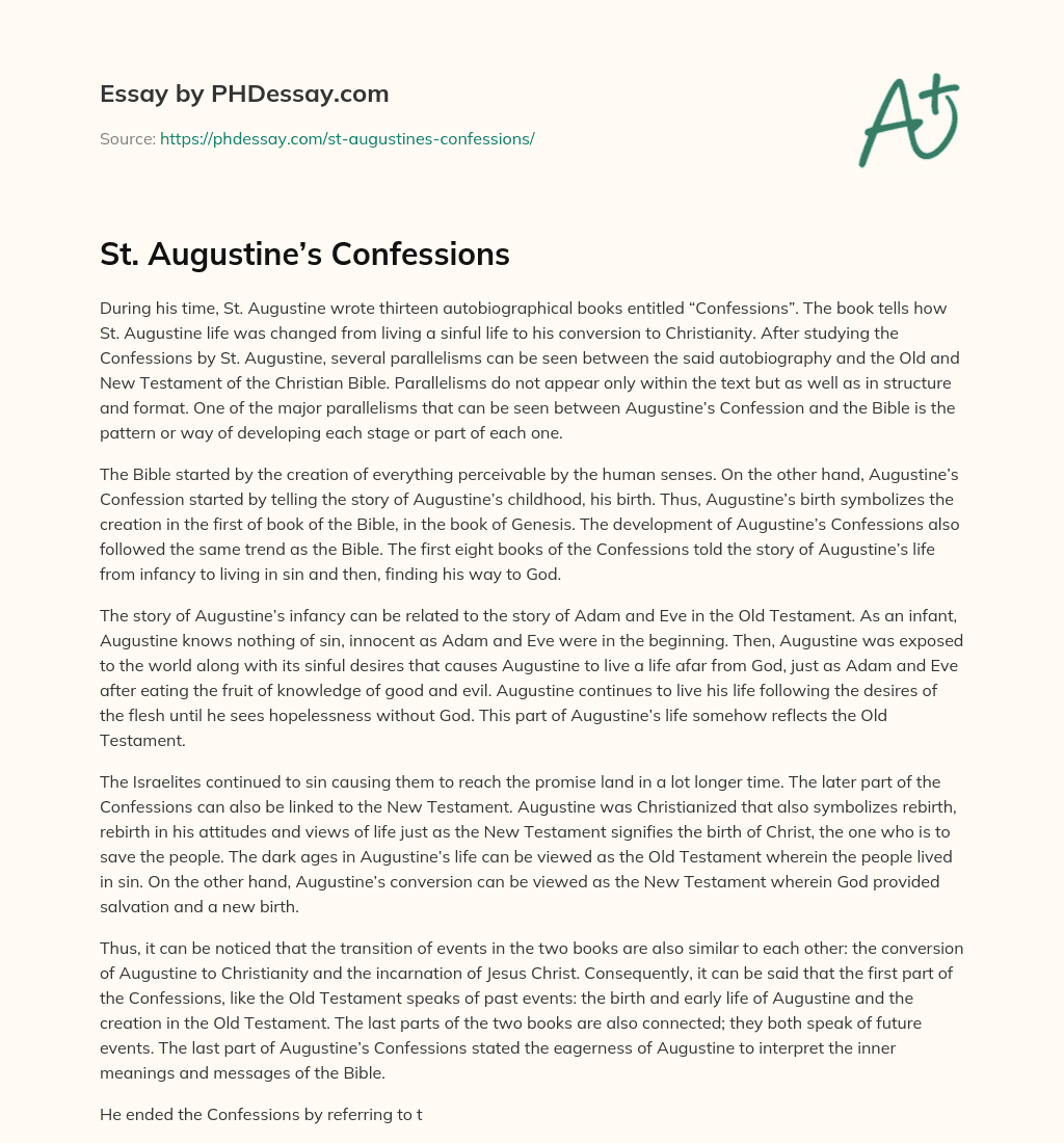 St. Augustine’s Confessions essay