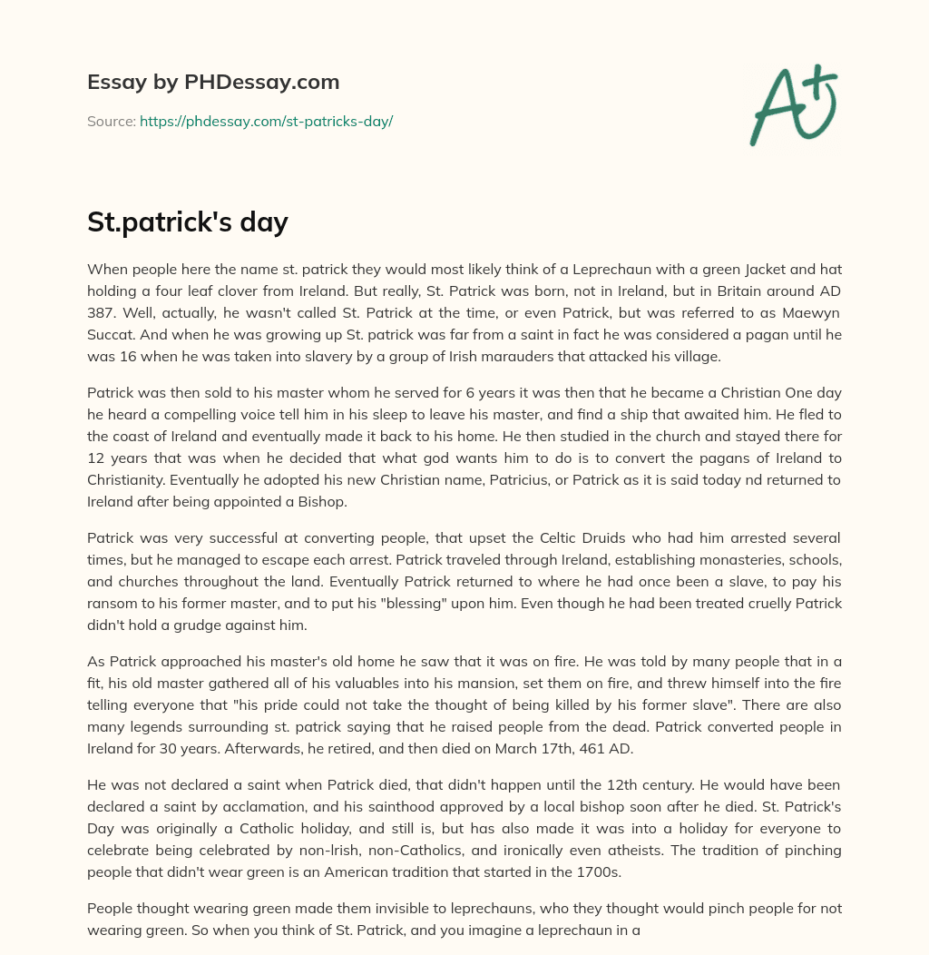 St.patrick’s day essay