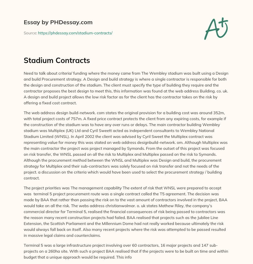 Stadium Contracts essay