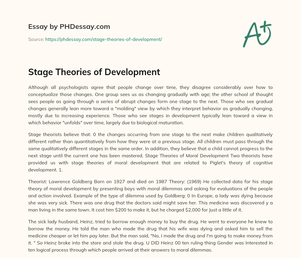 Stage Theories of Development essay