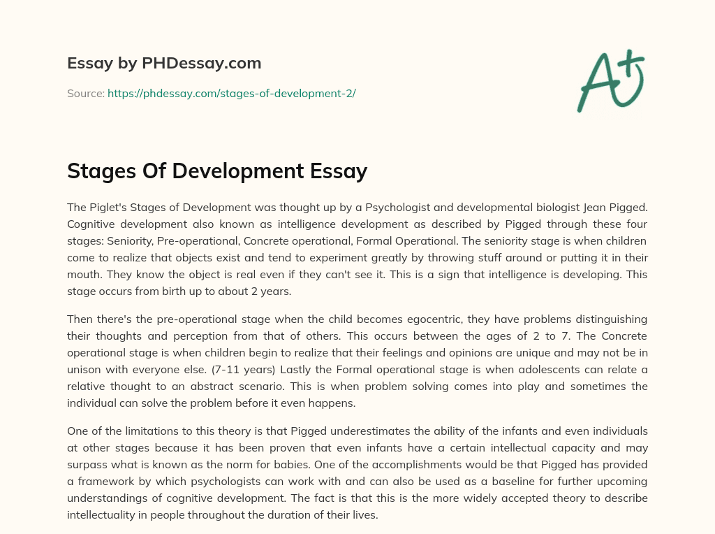 Stages Of Development Essay essay