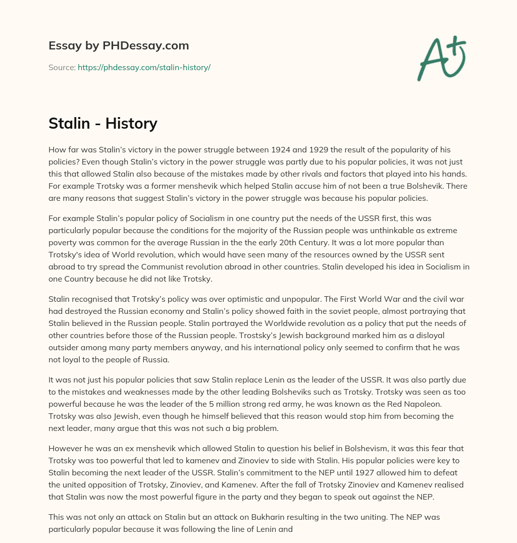 Stalin – History essay