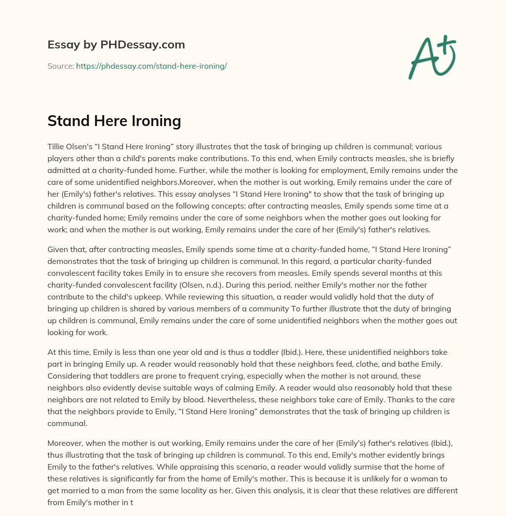 Stand Here Ironing essay