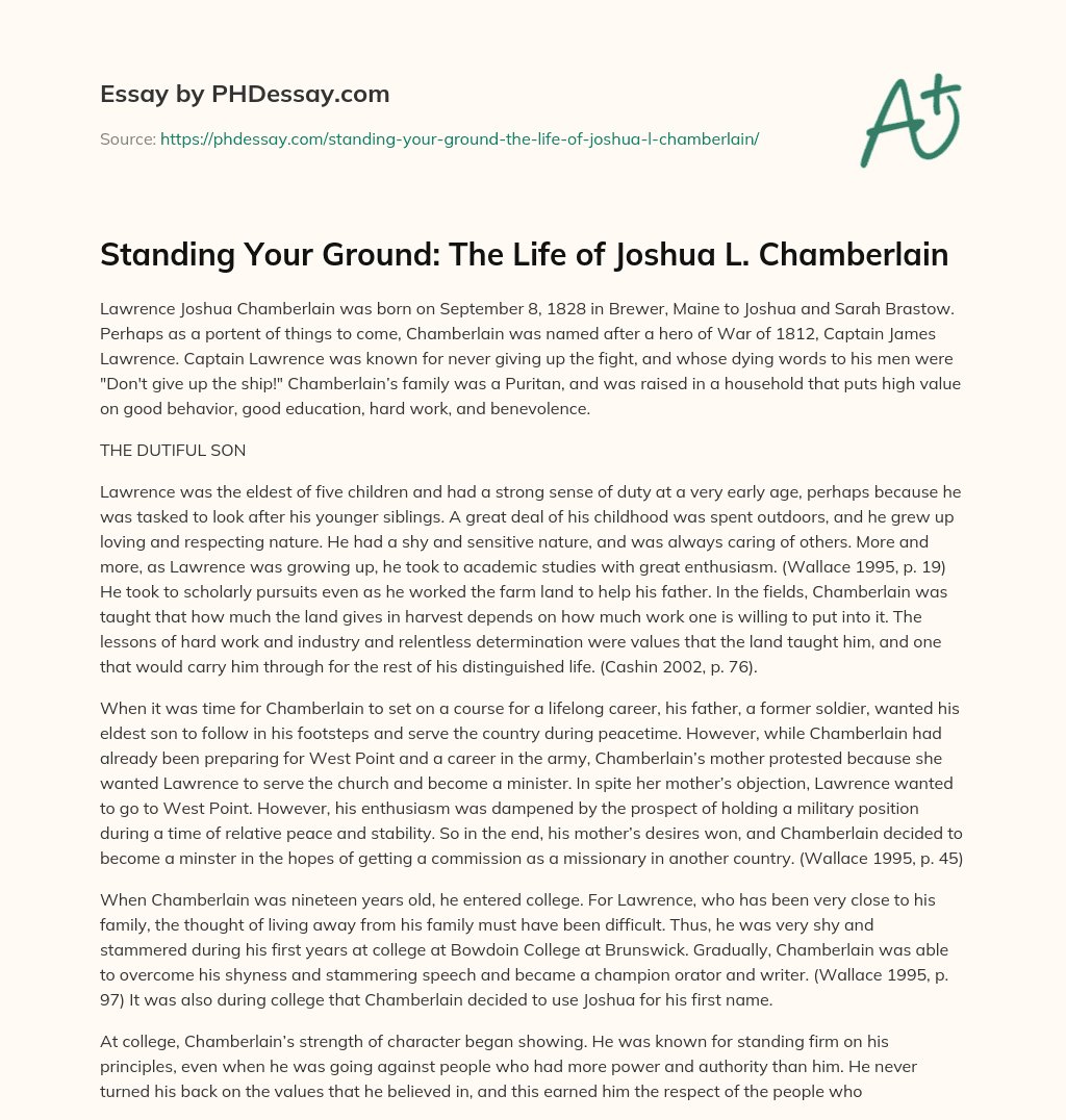 Standing Your Ground: The Life of Joshua L. Chamberlain essay