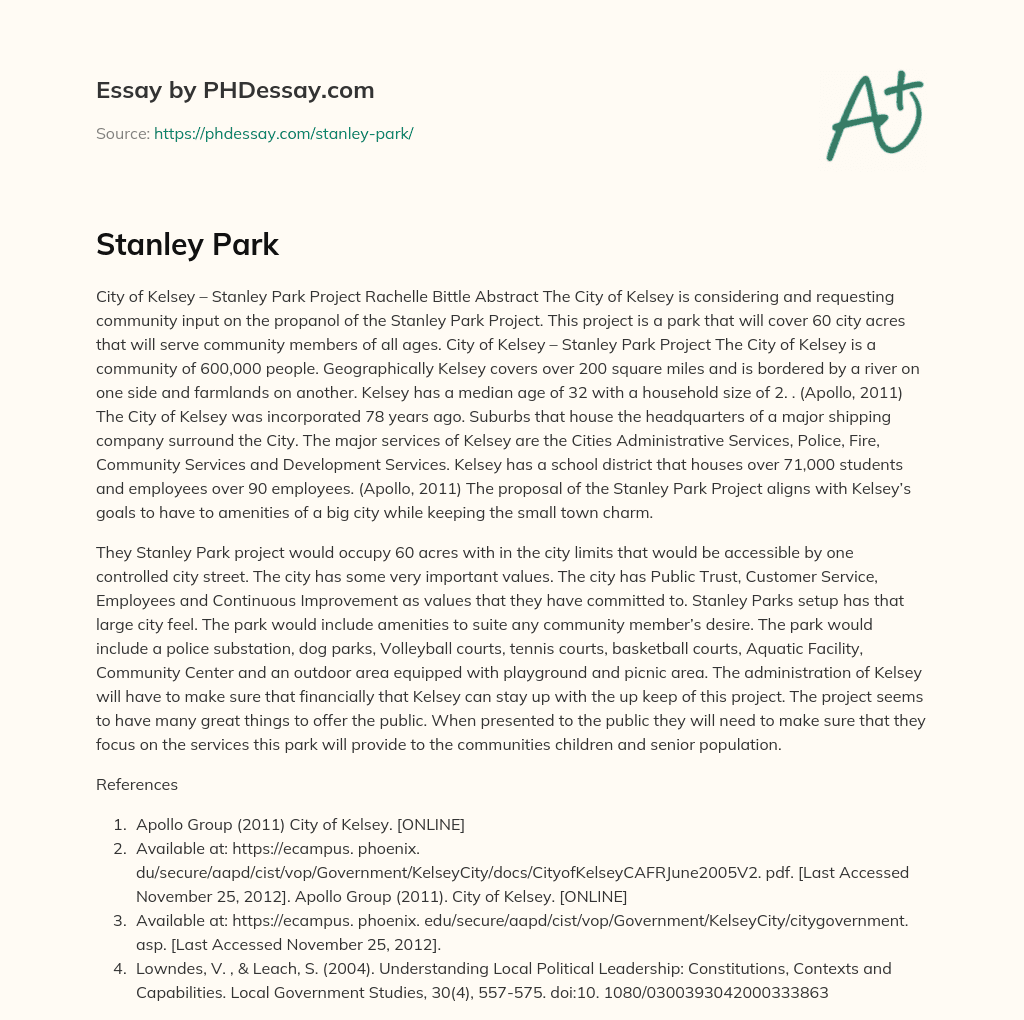 Stanley Park essay
