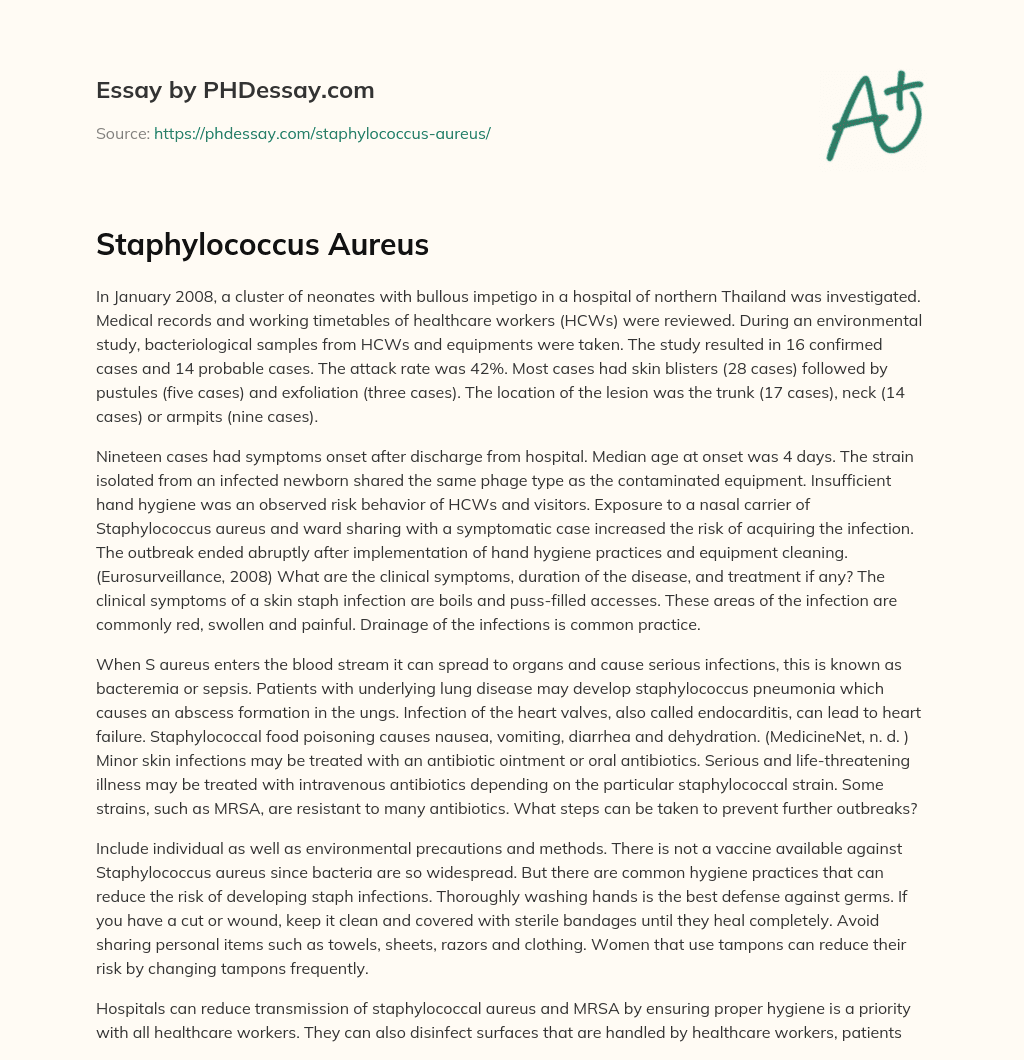 Staphylococcus Aureus essay