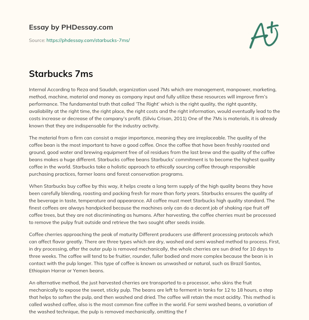 Starbucks 7ms essay