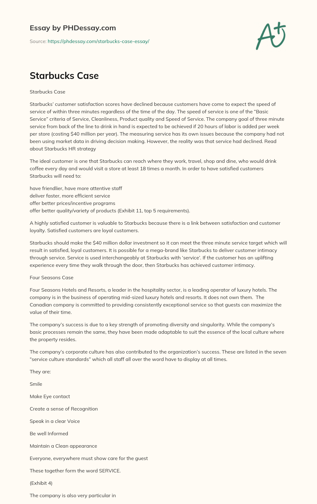 Starbucks Case essay