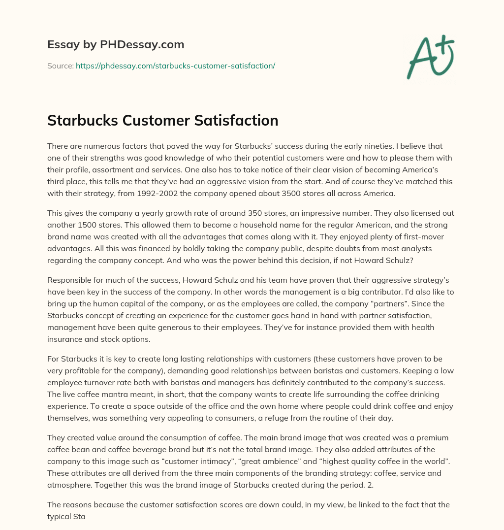 Starbucks Customer Satisfaction essay
