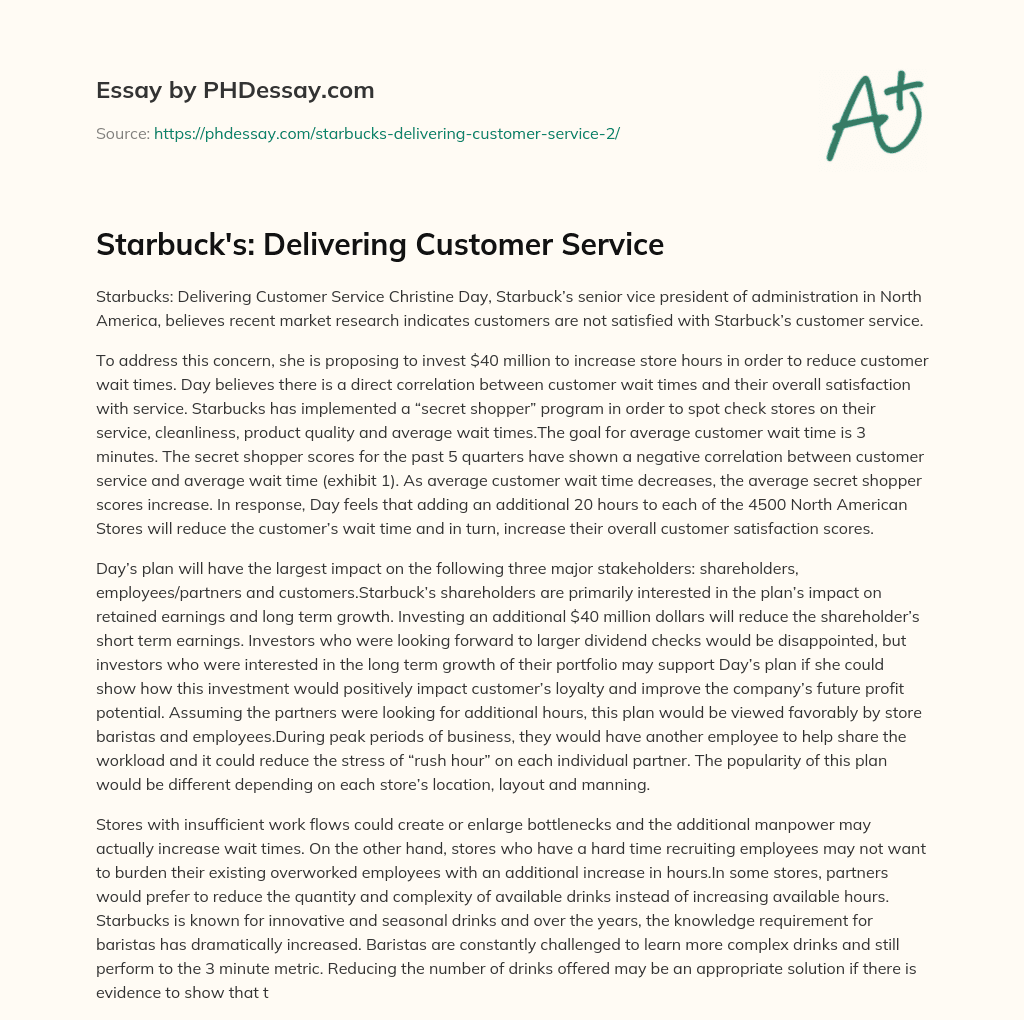 starbucks customer service essay