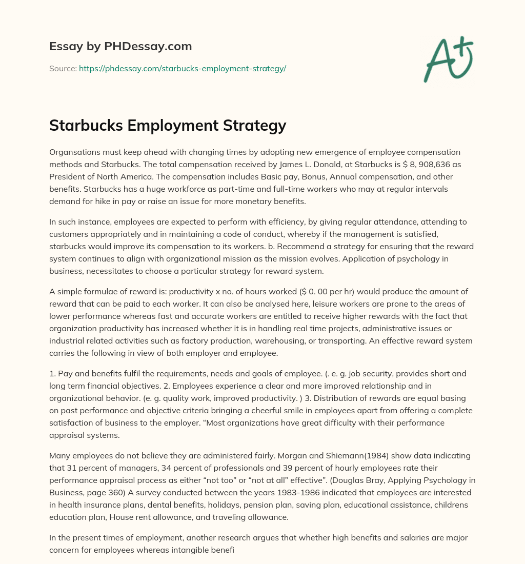 Starbucks Employment Strategy essay