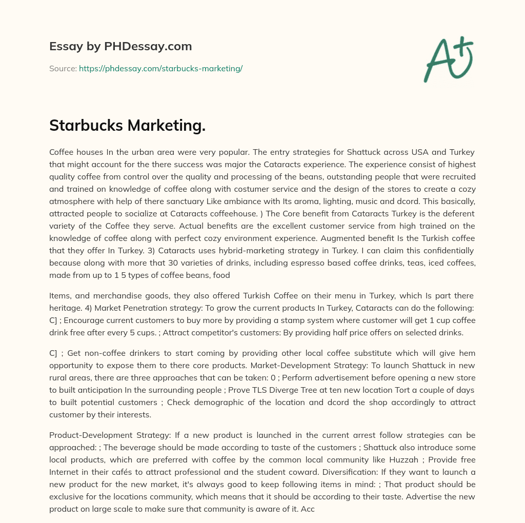 Starbucks Marketing. essay