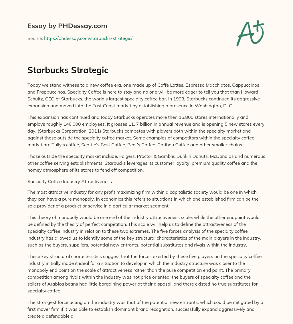 Starbucks Strategic essay