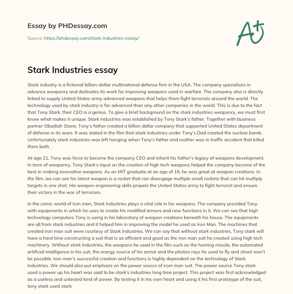 Stark Industries essay essay