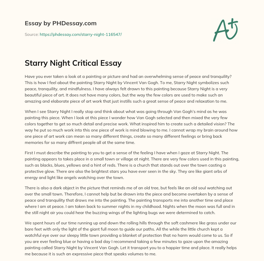 Starry Night Critical Essay essay