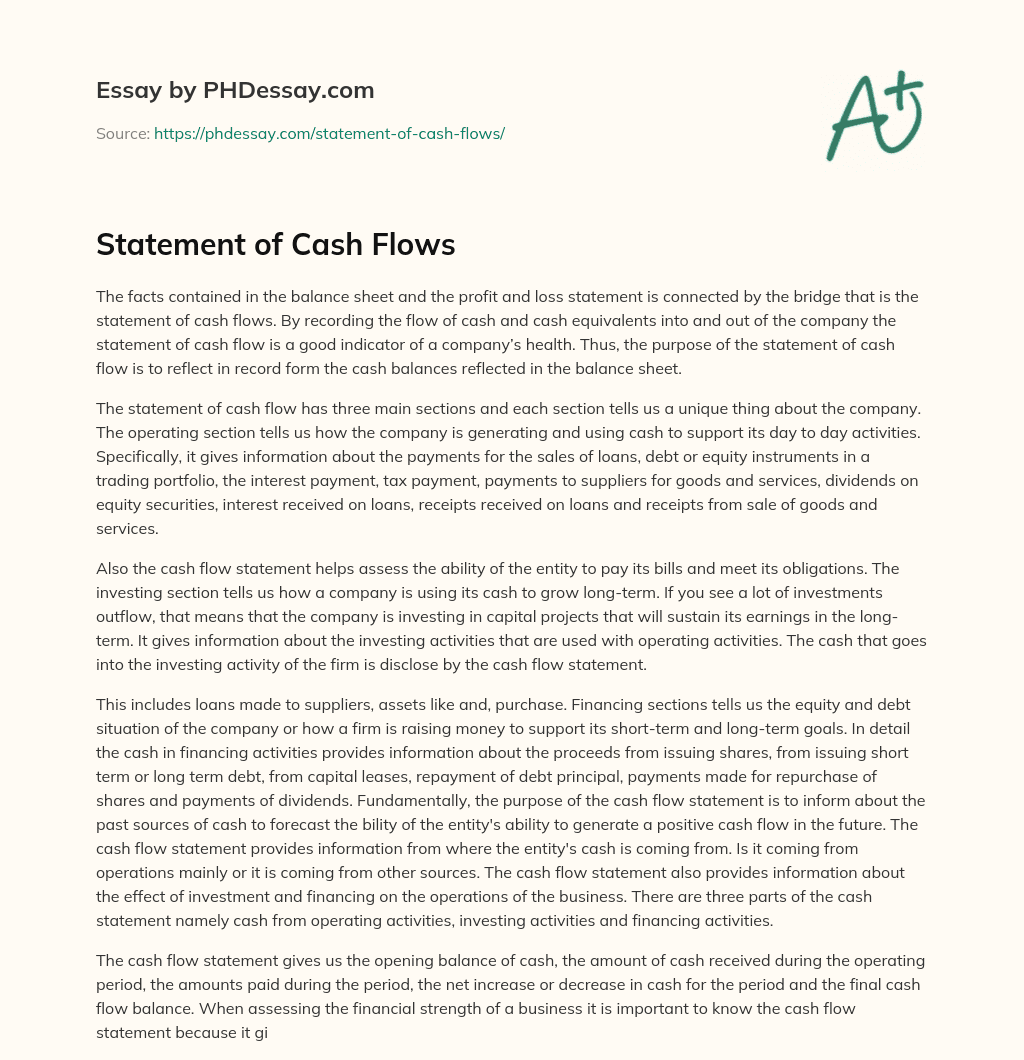 Statement of Cash Flows essay