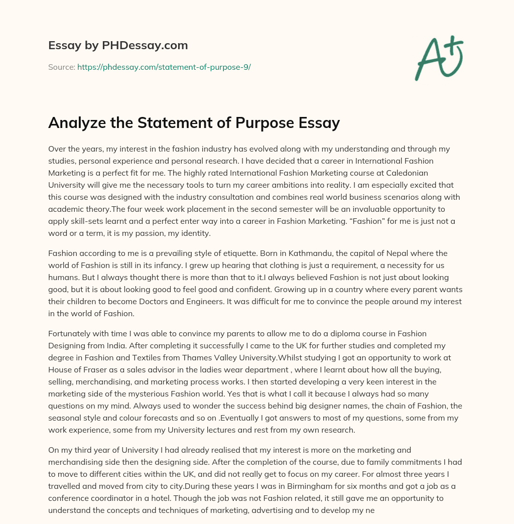 Passion for Fashion: Pursuing a Career in International Fashion Marketing essay