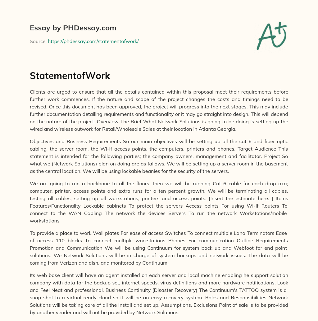StatementofWork essay