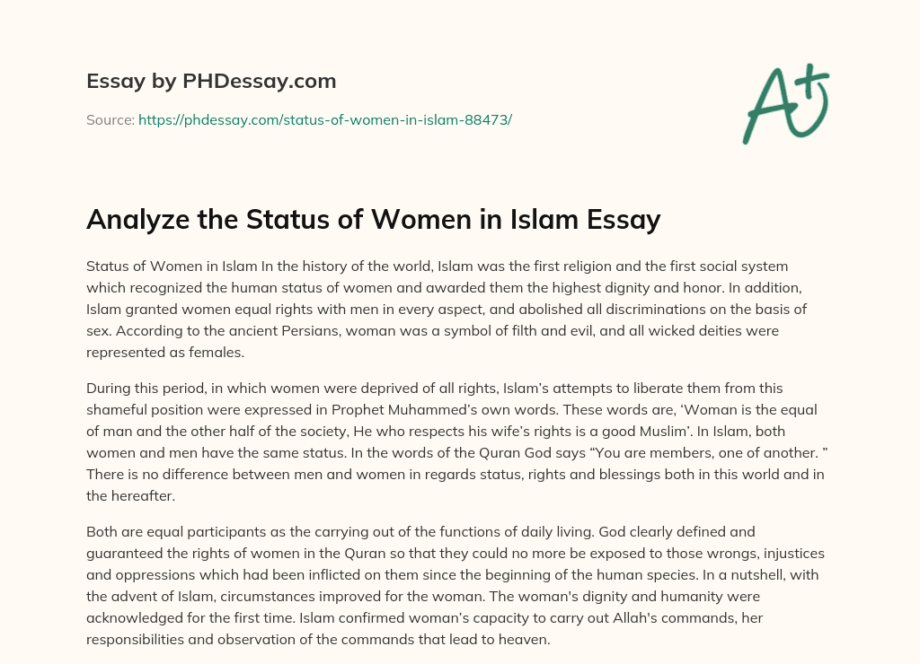 women's rights in islam essay 300 words