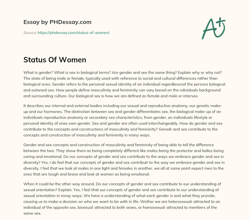 Status Of Women essay