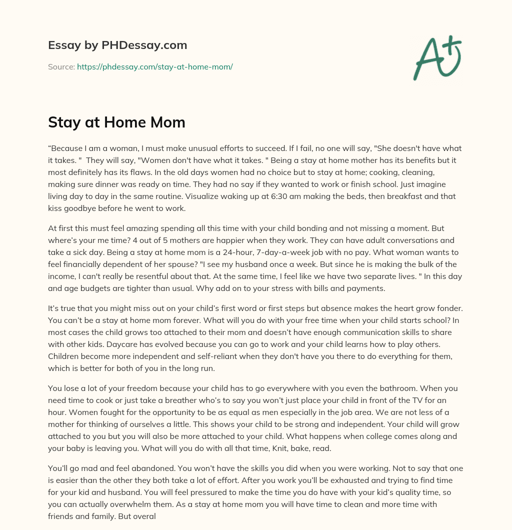 Stay at Home Mom essay