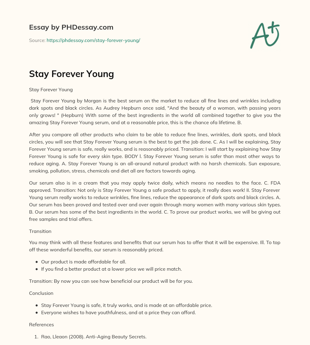Stay Forever Young essay