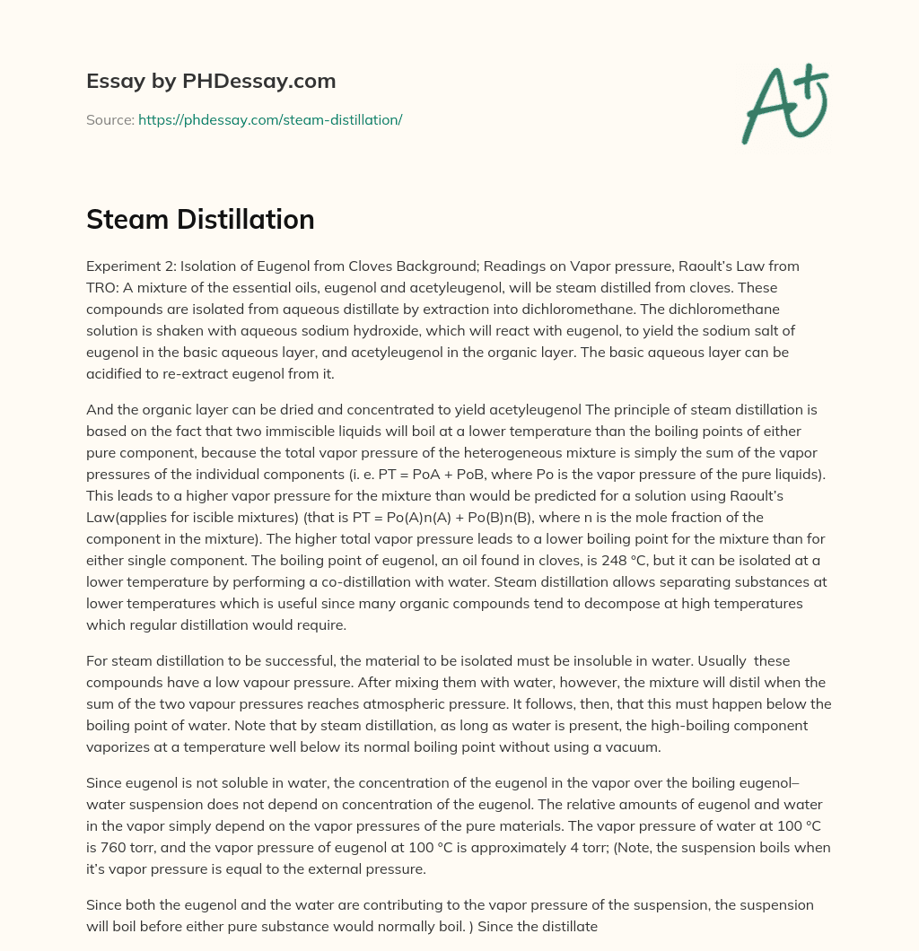 Steam Distillation essay