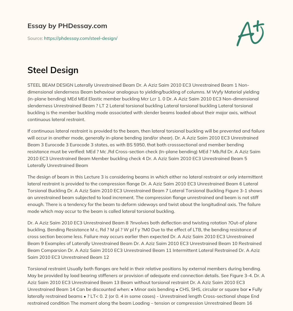 Steel Design essay